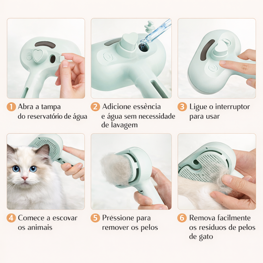 Escova Spray 2 em 1 para Pets
