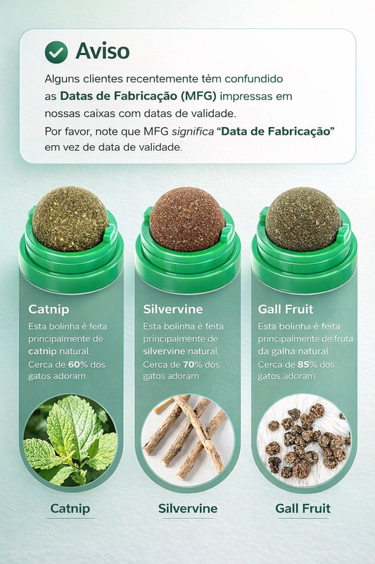 Bola de Catnip Adesiva 360° para Gatos – Brinquedo Natural com Fixação na Parede