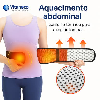 Vitanexo LumbarHeat Pro- Cinta lombar aquecida para alívio de dores — suporte ajustável com terapia magnética