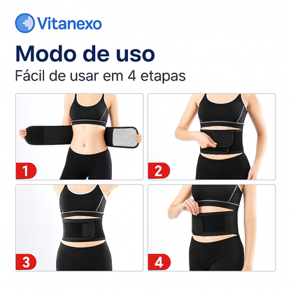 Vitanexo LumbarHeat Pro- Cinta lombar aquecida para alívio de dores — suporte ajustável com terapia magnética